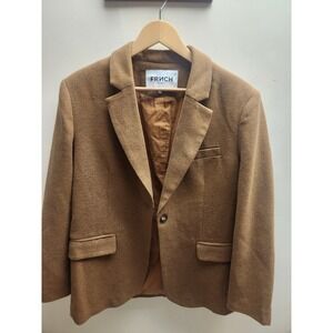 Frnch Paris Womens Camel Brown Wool Blend Single Button Blazer Jacket Size M